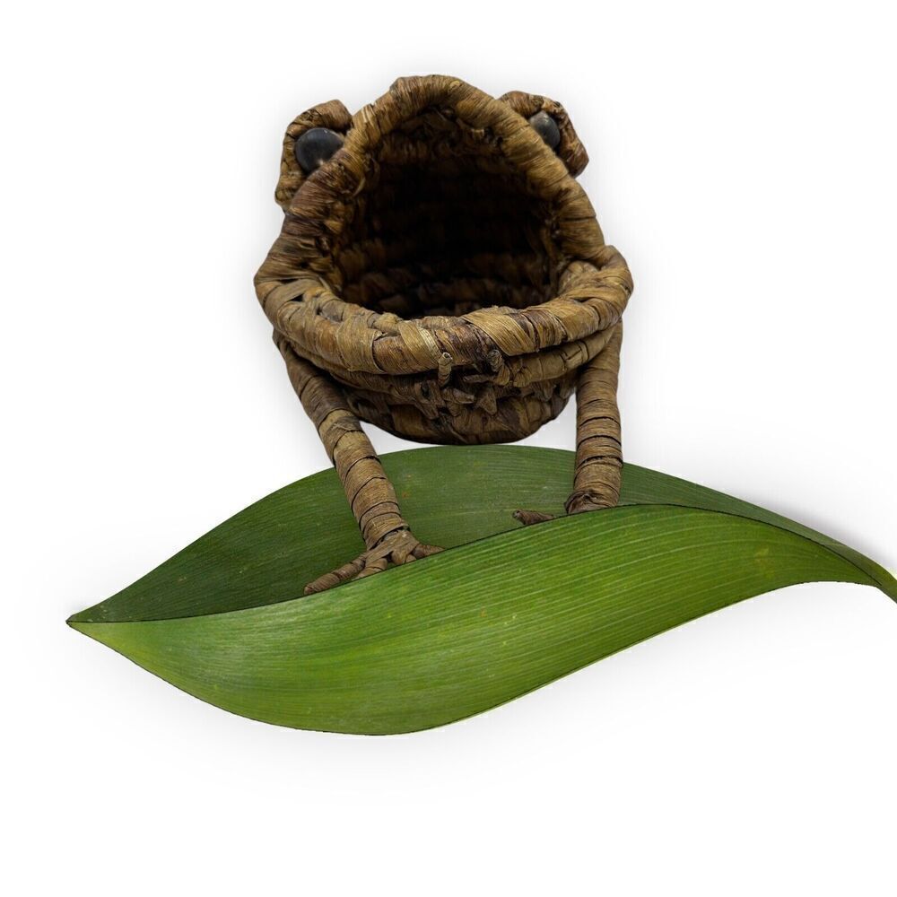 Vintage Wicker Storage Basket in the Shape of a Frog Big Mouth Wide Open LARGE